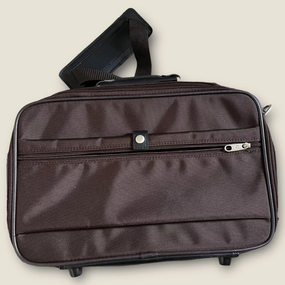 VTG Samsonite Laptop Work Luggage Case Bag 16.5 Inch Brown Canvas GOOD CONDITION